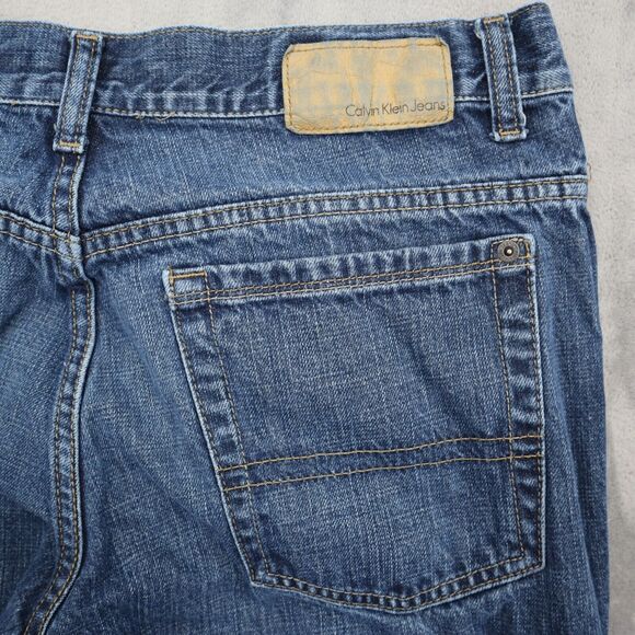 Calvin Klein Pants Womens 32 Blue Bootcut Mid Rise Denim Button Pocket Jeans - Picture 16 of 16